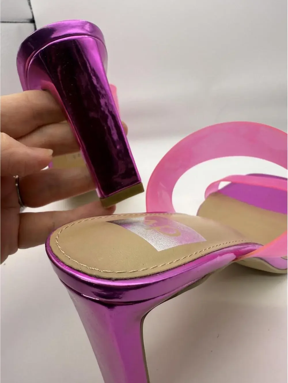 dv by Dolce Vita Pink Transparent Strap High Heel Sandals Size 8.5